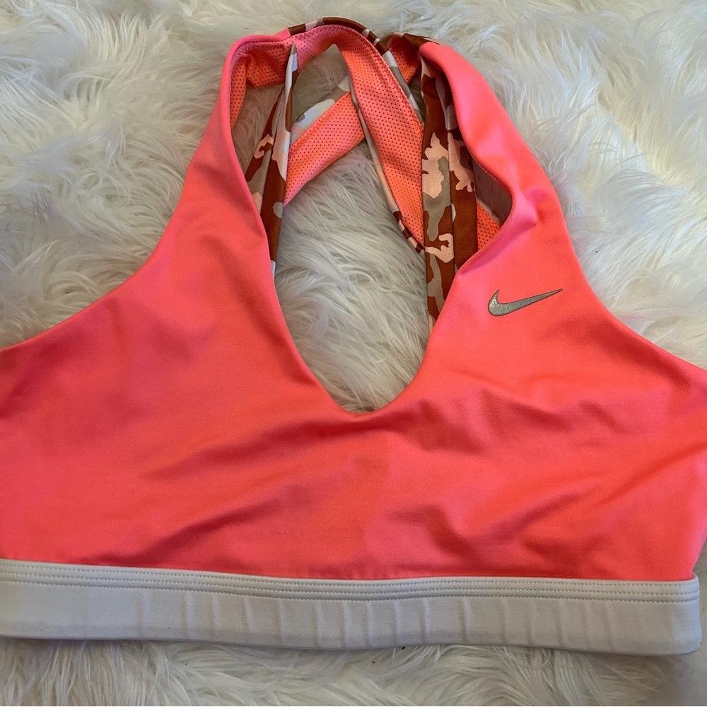 Nike Pink and White Sports Bra